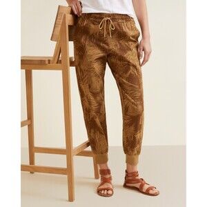 Women's Garnet Hill Tropical Palm Trees Salt-Washed Chino Joggers